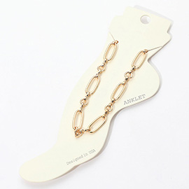 Open Oval Metal Link Chain Anklet