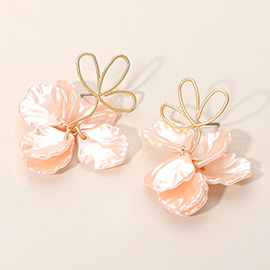 Metal Wire Floral Petal Earrings