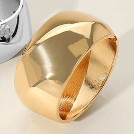 Wide Metal Dome Hinged Bangle Bracelet