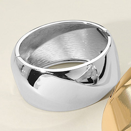 Wide Metal Dome Hinged Bangle Bracelet