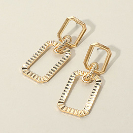 Textured Metal Rectangle Door Knocker Earrings