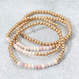 4PCS - Faceted Beaded Stretch Multi Layered Bracelets