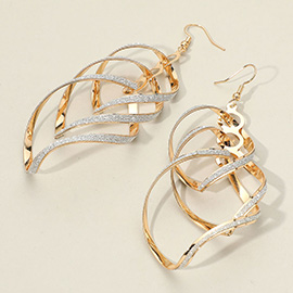 Textured Metallic Abstract Swirl Metal Dangle Earrings