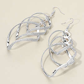 Textured Metallic Abstract Swirl Metal Dangle Earrings