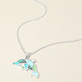 Sea Glass Dolphin Pendant Necklace
