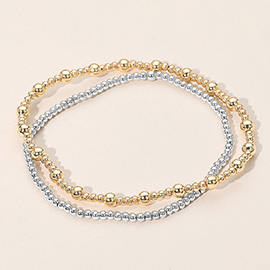 SECRET BOX_2PCS Bubble Beaded Stretch Multi Layered Bracelets