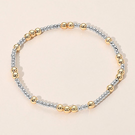 SECRET BOX_Two Tone Metal Bubble Beaded Stretch Bracelet