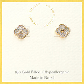 18K Gold Filled Sparkling Quatrefoil Stud Earrings