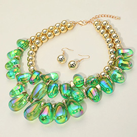 Chunky Beaded Double Layered Statement Necklace