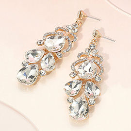 Teardrop Stone Custer Chandelier Drop Dangle Earrings