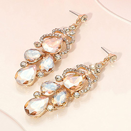 Teardrop Stone Custer Chandelier Drop Dangle Earrings