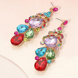 Teardrop Stone Custer Chandelier Drop Dangle Earrings