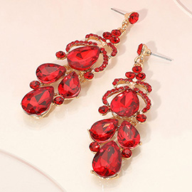 Teardrop Stone Custer Chandelier Drop Dangle Earrings