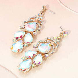 Teardrop Stone Custer Chandelier Drop Dangle Earrings