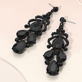 Teardrop Stone Custer Chandelier Drop Dangle Earrings