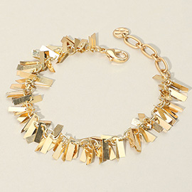 Metal Rectangular Plate Embellished Chain Bracelet