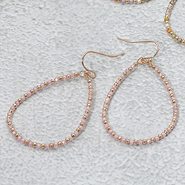 Colored CZ Beaded Open Teardrop Dangle Earrings