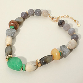 Mixed Shaped Chunky Resin Pebble Beaded Statement Necklace