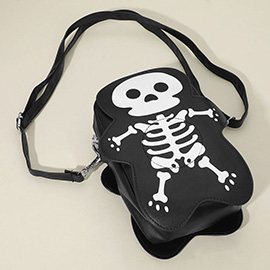 Faux Leather Cute Halloween Skeleton Crossbody Bag