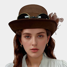 Goggles Flower Decorated Steampunk Halloween Costume Hat