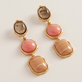Vintage Multi Color Stone Drop Earrings