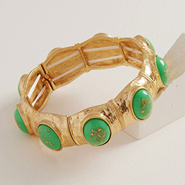 Retro Chunky Oval Stone Accent Stretch Bracelet