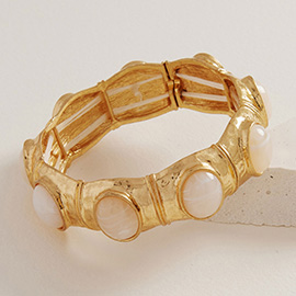 Retro Chunky Oval Stone Accent Stretch Bracelet