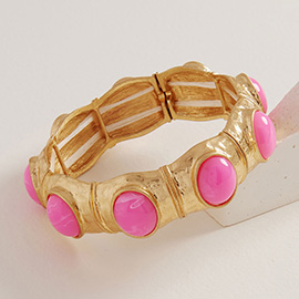 Retro Chunky Oval Stone Accent Stretch Bracelet