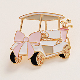 Enamel Bow Accent Gold Cat Pin Brooch