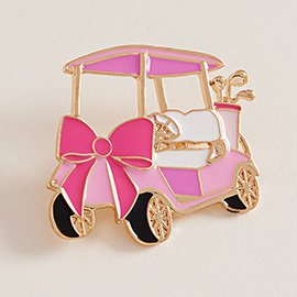 Enamel Bow Accent Gold Cat Pin Brooch