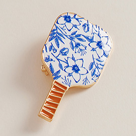 Watercolor Floral Enamel Pickleball Paddle Pin Brooch
