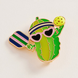 Enamel Funny Pickle Pickleball Player Pin Brooch