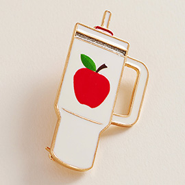 Enamel Teacher Apple Tumbler Pin Brooch