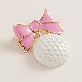 Enamel Gold Ball Bow Pin Brooch