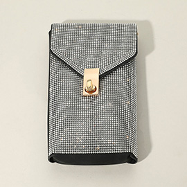 Bling Studded Rectangle Flap Crossbody Cellphone Bag