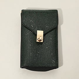 Bling Studded Rectangle Flap Crossbody Cellphone Bag