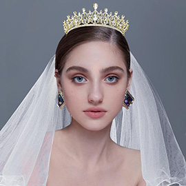 Teardrop Stone Accent Rhinestone Embellished Crown Princess Tiara
