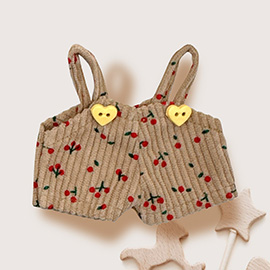 Mini Doll Cherry Pattern Heart Button Overall Outfit