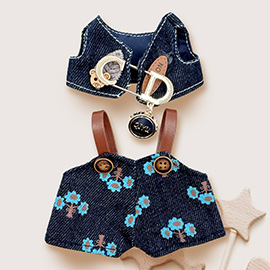 Mini Doll Stylish Denim Overall Vest Outfit Set