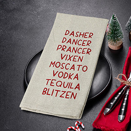 DASHER DANCER PRNCER.. Funny Holiday Message Printed Kitchen Towel