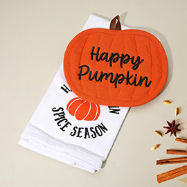 2PCS - HAPPY PUMPKIN Trivet Kitchen Towel Set