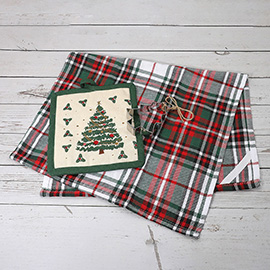 3PCS - Christmas Tree Holiday Kitchen Towel Pot Holder Cookie Cutter Set