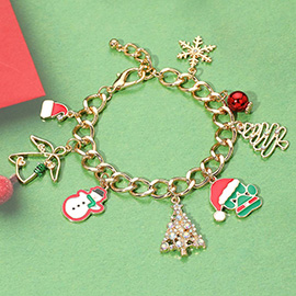 Christmas Tree Santa Claus Snowflake Snowman Snow Angel Charm Bracelet