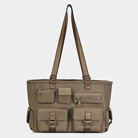 Multi Pocket Utility Shoulder Tote Bag
