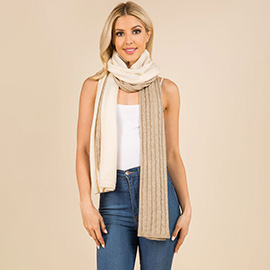 Two Tone Cable Knit Scarf
