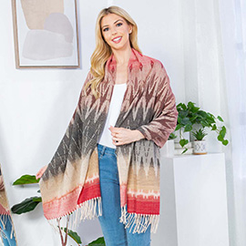 Fringed Ombre Shawl Poncho / Scarf