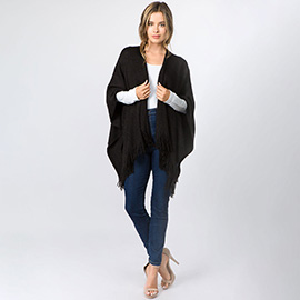 Metallic Fringe Shawl Wrap Poncho