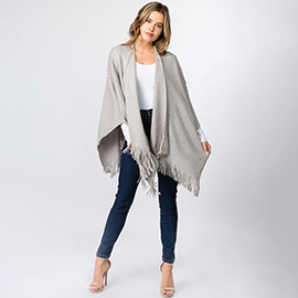 Metallic Fringe Shawl Wrap Poncho