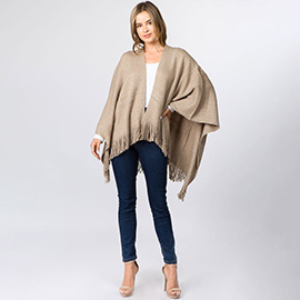 Metallic Fringe Shawl Wrap Poncho