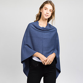 Solid Versatile Asymmetrical Poncho Wrap / Scarf